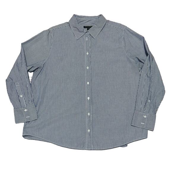 Banana Republic Classic Striped Cotton Button Up Shirt Womens XL Blue Career - Picture 1 of 5